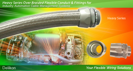 Delikon interference shielding Heavy Series Over Braided Flexible Conduit and Heavy Series Connector are designed for steel mill, metal industry, oil and gas industry, Refineries and Petrochemical industry, automotive industry automation cable shielding and protection. Electrical Flexible Conduit,Liquid Tight Conduit, Heavy Series Over Braided Flexible Conduit, Heavy Series Connector,Stainless Steel Flexible Conduit,Stainless Steel Liquid Tight Conduit,Stainless Steel Connector,Conduit Fittings,EV wiring