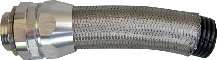 Over Braided Corrugated Nylon Flexible Conduit with Heavy Series Metal Fittings