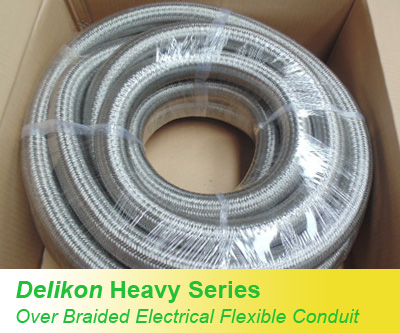 Over Braided flexible steel conduits are most suitable for use in Hazardous Locations, industrial environments and high temperatures wiring applications.