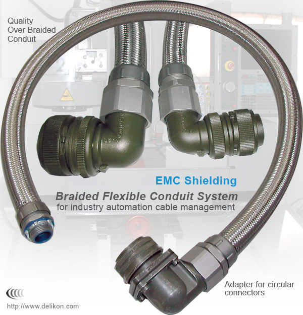 Braided flexible conduit Systems for industry automation cable management